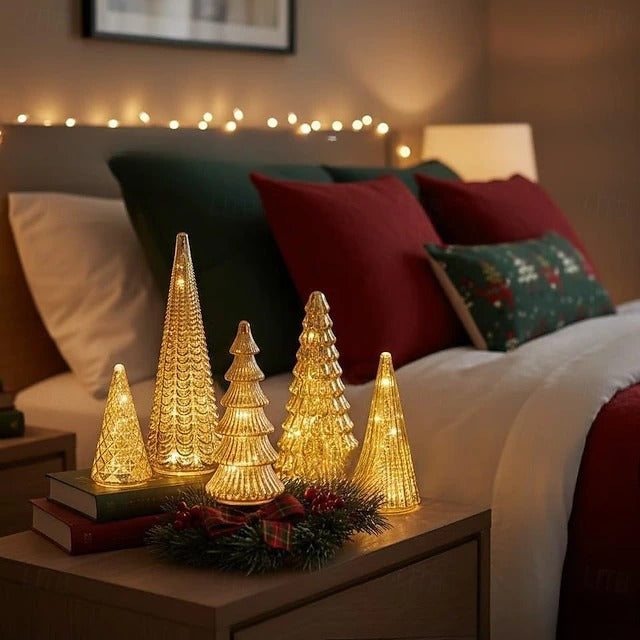 🔥Christmas Sale🎁Set of 5 Illuminated Mercury Christmas Trees