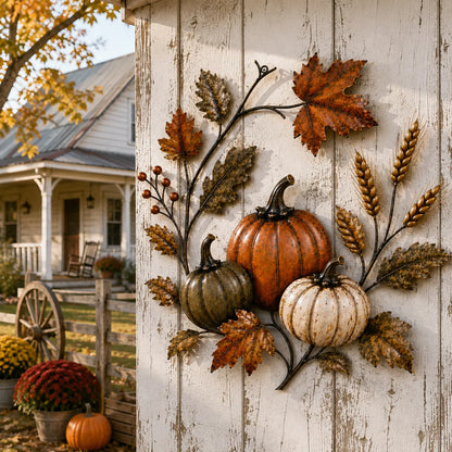 Autumn Pumpkin Metal Wall Decor