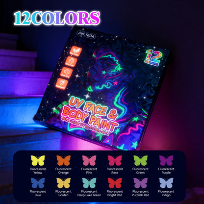 🌈UV Glow Face Paint Markers — 8-Piece Neon Set for Blacklight Parties