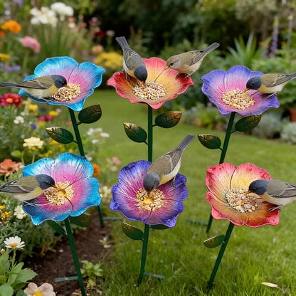 🐝🌸Outdoor flower-shaped garden stake with bee waterer