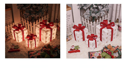 🔥Christmas Sale🎁3pc Festive Christmas Ornaments Set with Gift Box - 8 Modes, Remote Control, Warm Light LED, Ribbon Accents, DIY Assembly