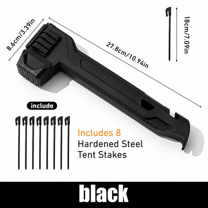 🔨2-in-1 Tent Stake Hammer with Built-In Storage for 8 Stakes and Stake Puller for Outdoor Camping