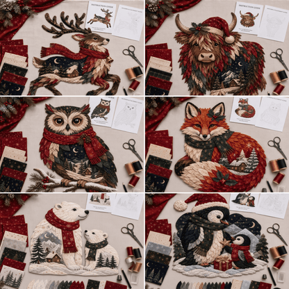 🎄🎅Christmas Woodland Wildlife DIY Patchwork Kit – ✨Create a Festive Handmade Keepsake (📦Buy 2 Free Shipping)