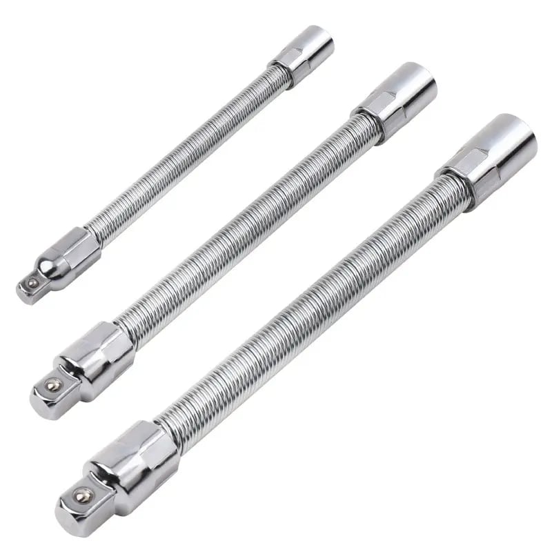 Flexible Socket Extension Bar Set – Bendable Ratchet Wrench Extensions for Tight Spaces, CR-V Steel Automotive Repair Tool Kit