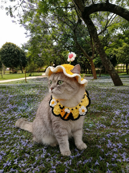 🐈Premium Crochet Pet Hat & Collar Set|Handmade with Love by Mary