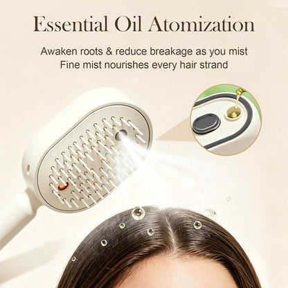 Electric Spray Air Cushion Massage Comb, Self-Cleaning Anti-Tangle Hair Brush, Anti-Static Volumizing Scalp Massage Brush for Dry Frizzy Hair Care