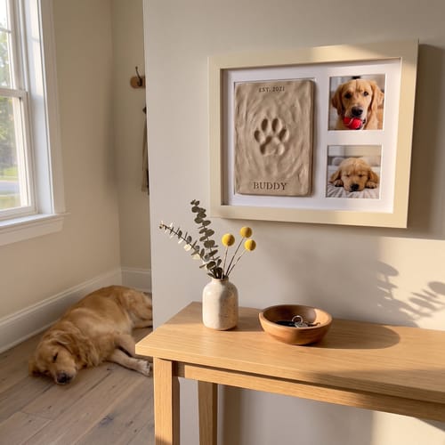 🐾DIY clay paw-print keepsake frame with space for two photos