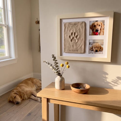 🐾DIY clay paw-print keepsake frame with space for two photos