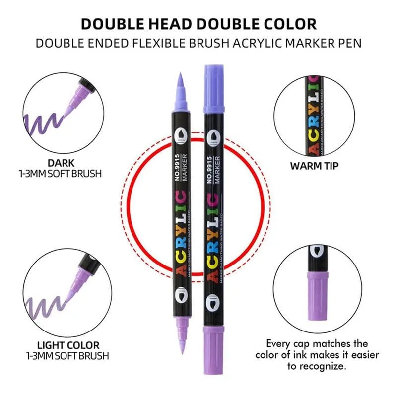 🎨Last Day 🔥 Dual Tip Acrylic Paint Pen Marker - 24/48/72/120 Colors