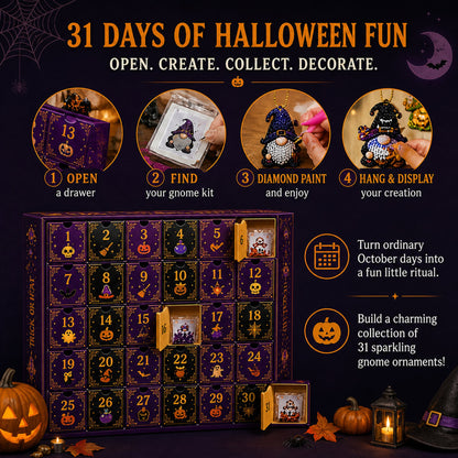 🔥HOT SALE🎃✨ 31 Days of Gnome Surprises Halloween Diamond Painting Advent Calendar
