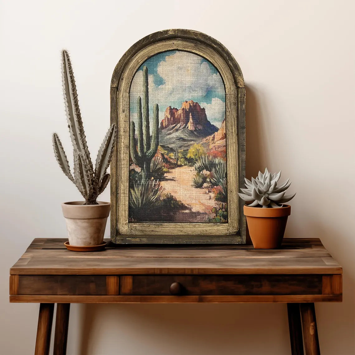Vintage Cowboy Linen Print Wall Art