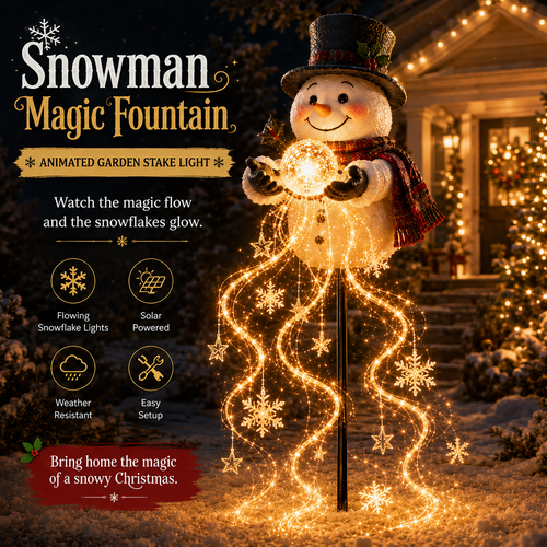 🎄Christmas Early Bird Sale🎄 Snowman Magic Fountain™-Flowing Snowflake LED Christmas Garden Light❄️