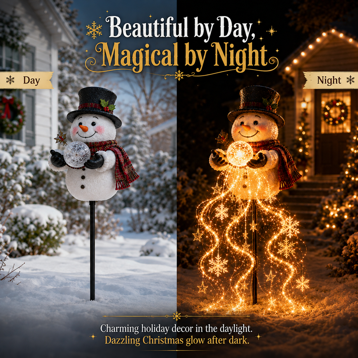 🎄Christmas Early Bird Sale🎄 Snowman Magic Fountain™-Flowing Snowflake LED Christmas Garden Light❄️