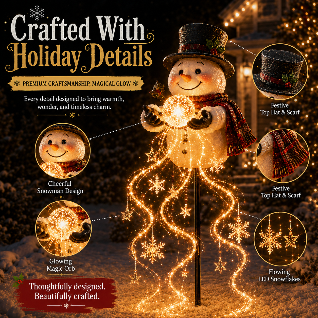 🎄Christmas Early Bird Sale🎄 Snowman Magic Fountain™-Flowing Snowflake LED Christmas Garden Light❄️