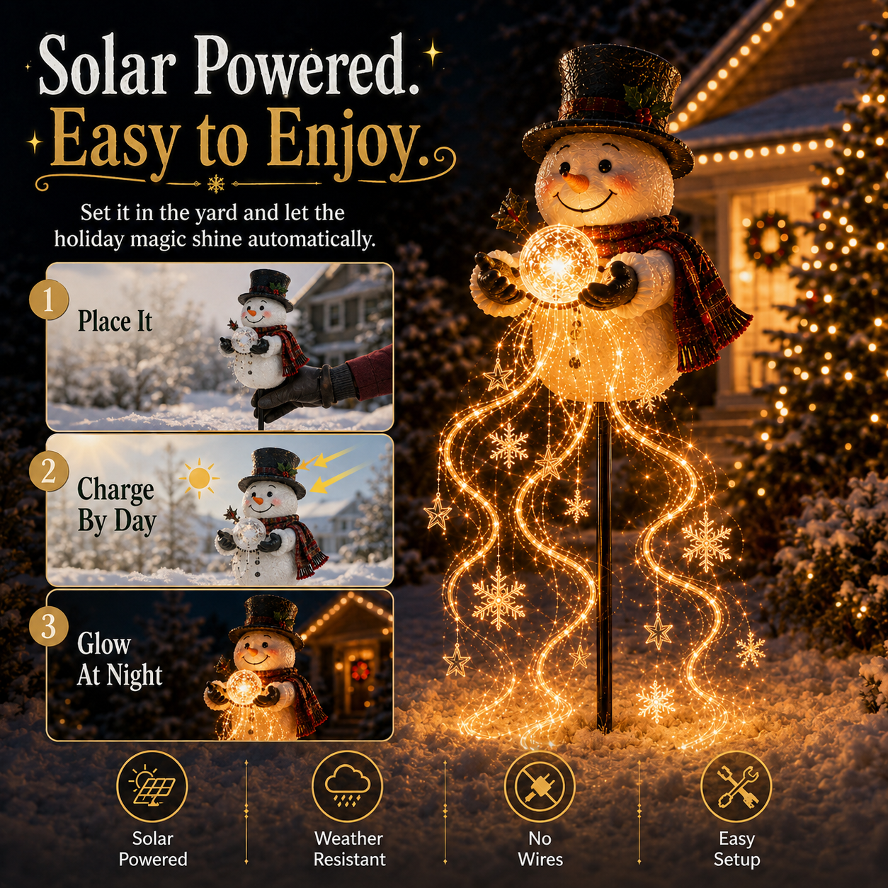 🎄Christmas Early Bird Sale🎄 Snowman Magic Fountain™-Flowing Snowflake LED Christmas Garden Light❄️