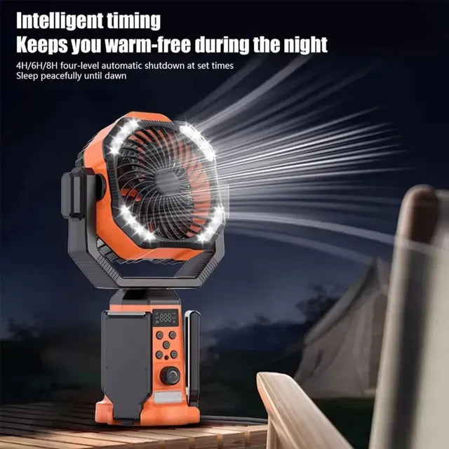 Solar Camping Fan 20000mAh Portable Air Conditioner Electric Cooling Desktop Rechargeable Fan Retractable Outdoor Spray Mist Fan