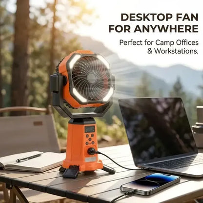 Solar Camping Fan 20000mAh Portable Air Conditioner Electric Cooling Desktop Rechargeable Fan Retractable Outdoor Spray Mist Fan