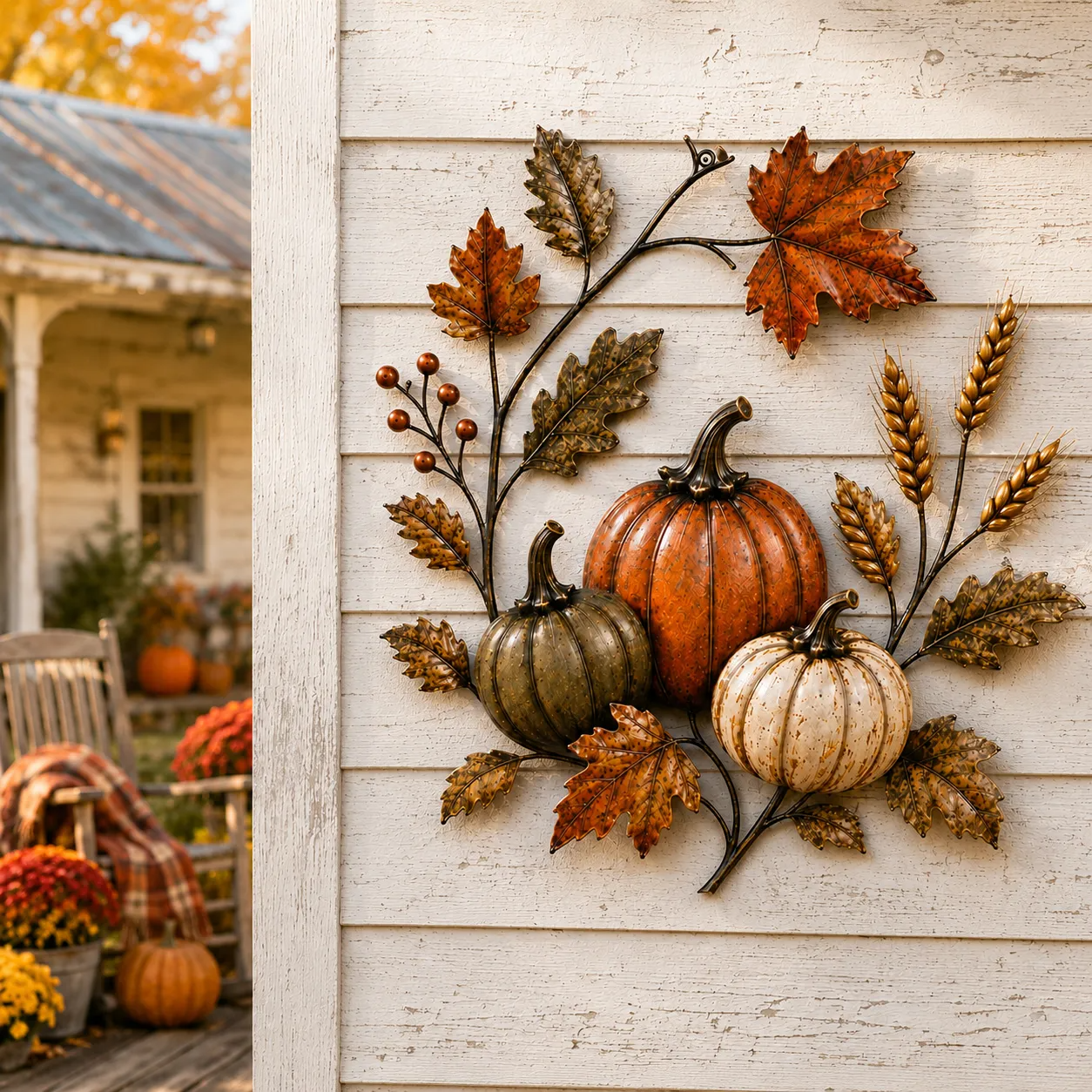 Autumn Pumpkin Metal Wall Decor