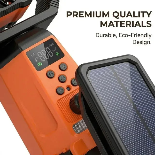 Solar Camping Fan 20000mAh Portable Air Conditioner Electric Cooling Desktop Rechargeable Fan Retractable Outdoor Spray Mist Fan
