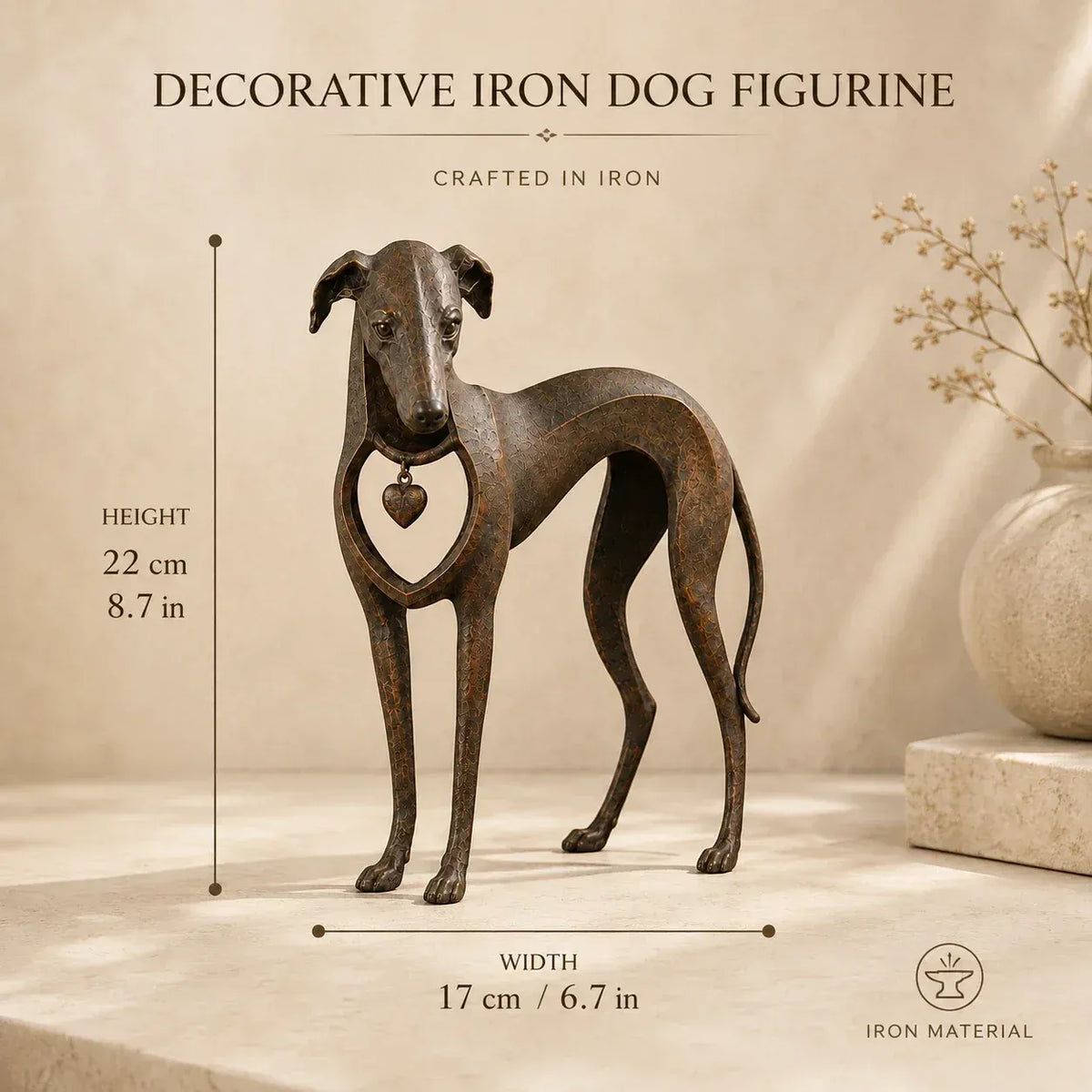 Heritage Heart Sphynx Sculpture – Vintage Iron Cat Accent for Timeless Interiors