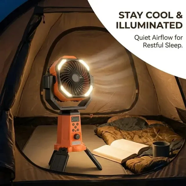 Solar Camping Fan 20000mAh Portable Air Conditioner Electric Cooling Desktop Rechargeable Fan Retractable Outdoor Spray Mist Fan