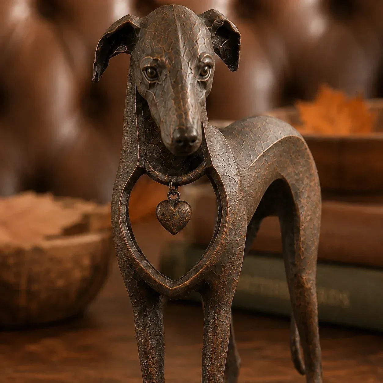 Heritage Heart Sphynx Sculpture – Vintage Iron Cat Accent for Timeless Interiors
