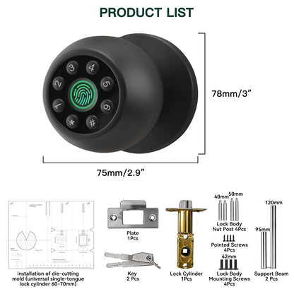 🔐 Tuya Bluetooth 5-in-1 Smart Fingerprint Door Lock