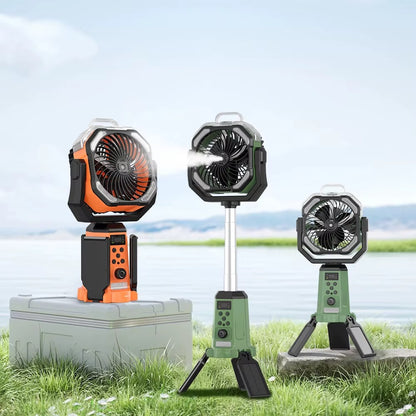 Solar Camping Fan 20000mAh Portable Air Conditioner Electric Cooling Desktop Rechargeable Fan Retractable Outdoor Spray Mist Fan
