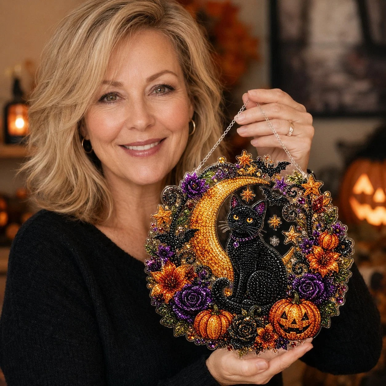 🎃🍂 DIY Rustic Harvest Pumpkin Diamond Art Window Suncatcher