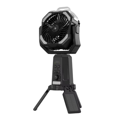 Solar Camping Fan 20000mAh Portable Air Conditioner Electric Cooling Desktop Rechargeable Fan Retractable Outdoor Spray Mist Fan