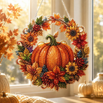 🎃🍂 DIY Rustic Harvest Pumpkin Diamond Art Window Suncatcher