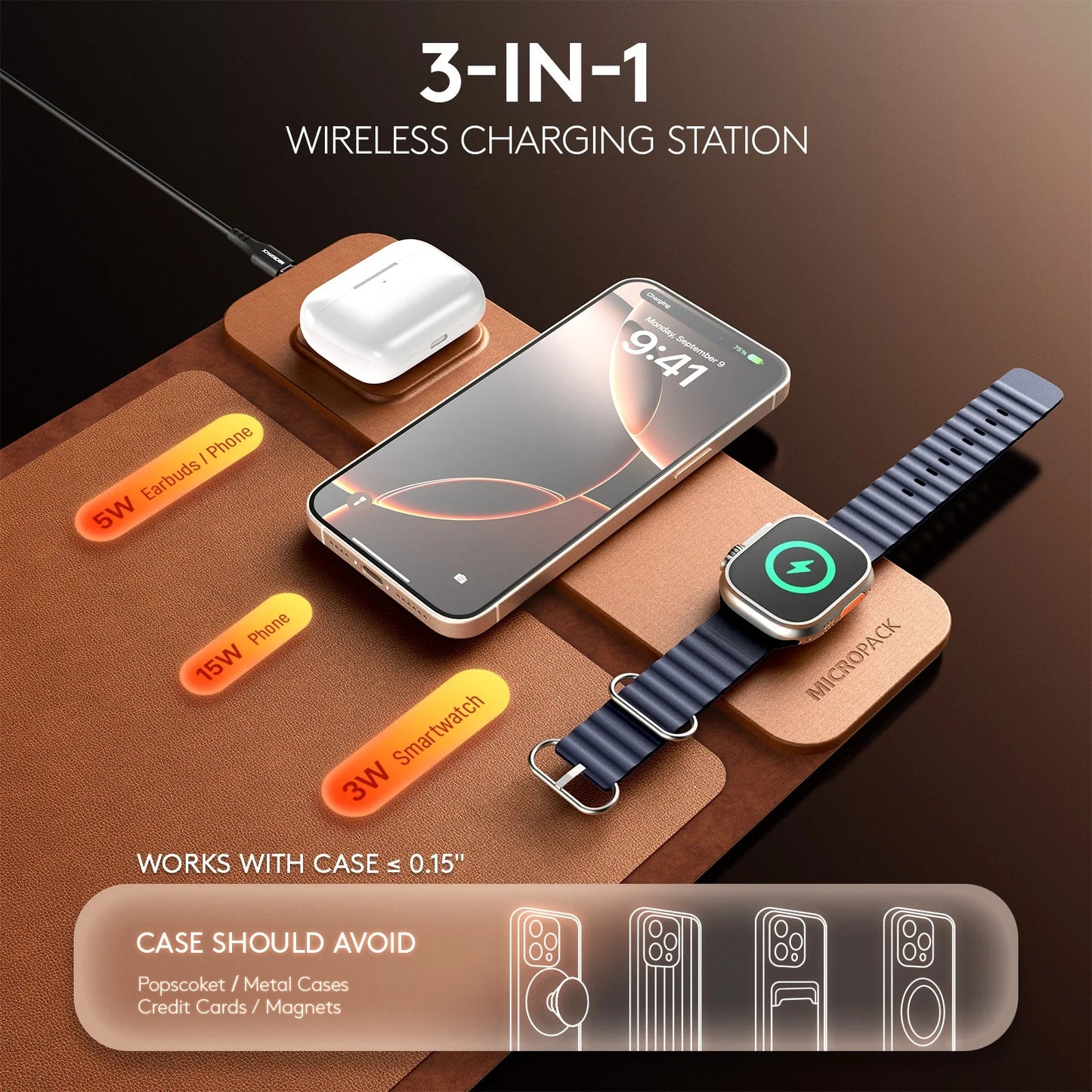 💻 WorkMate™ 5-in-1 Laptop Carrying Case with Wireless Charging Stand