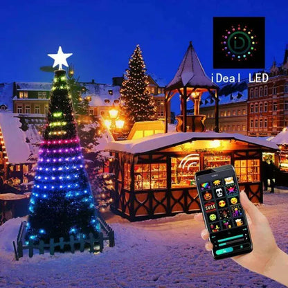 🎄 Smart RGB Christmas Tree Waterfall Lights | DIY Patterns, Music Sync & App Control
