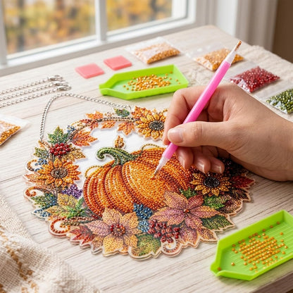 🎃🍂 DIY Rustic Harvest Pumpkin Diamond Art Window Suncatcher