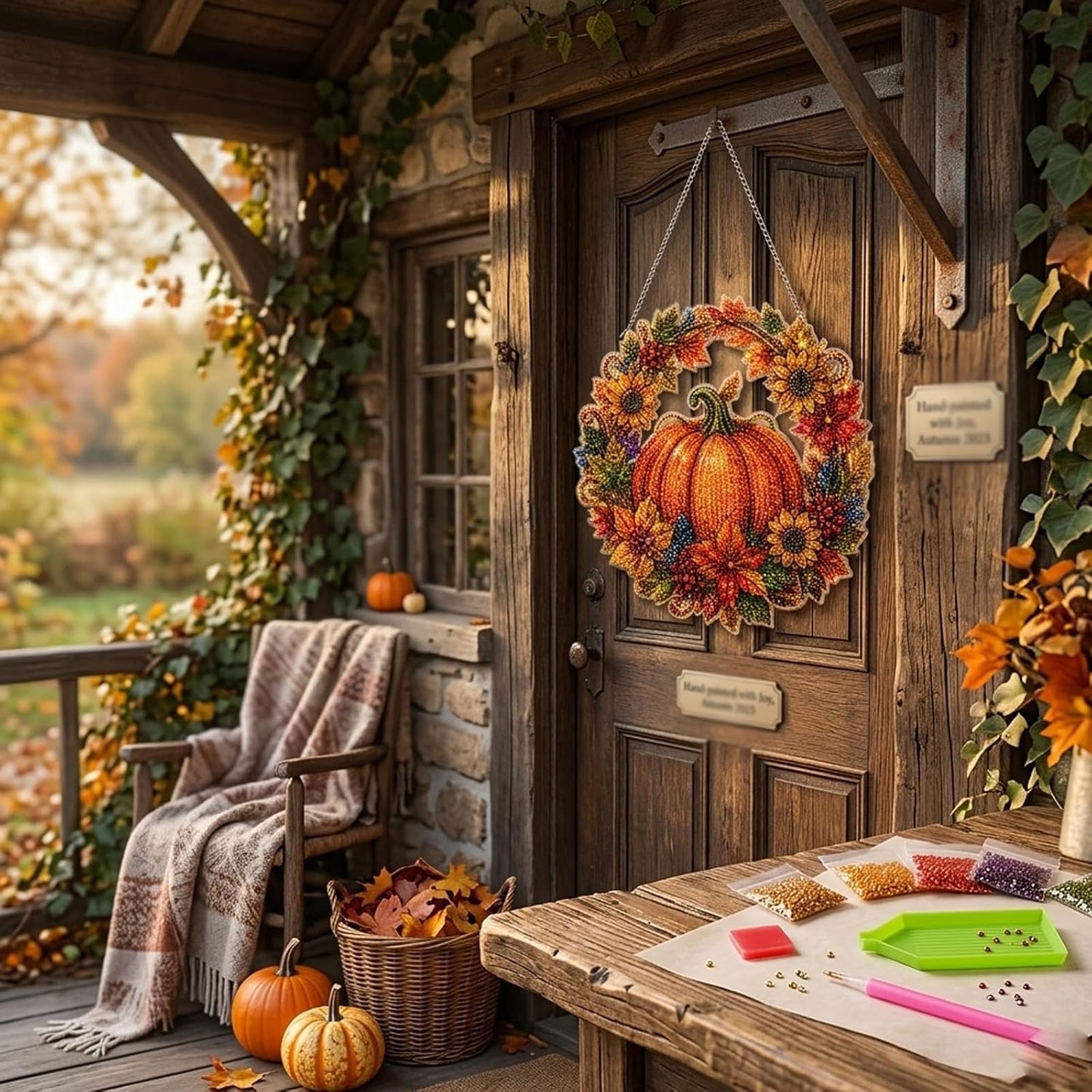 🎃🍂 DIY Rustic Harvest Pumpkin Diamond Art Window Suncatcher