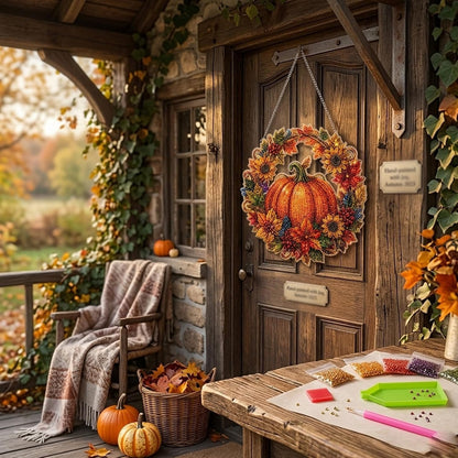 🎃🍂 DIY Rustic Harvest Pumpkin Diamond Art Window Suncatcher