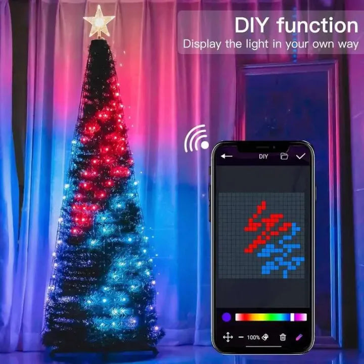 🎄 Smart RGB Christmas Tree Waterfall Lights | DIY Patterns, Music Sync & App Control