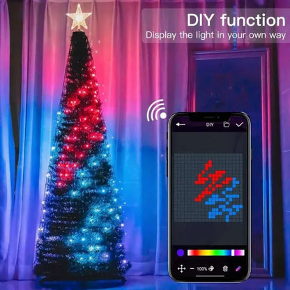 🎄 Smart RGB Christmas Tree Waterfall Lights | DIY Patterns, Music Sync & App Control