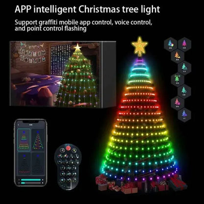🎄 Smart RGB Christmas Tree Waterfall Lights | DIY Patterns, Music Sync & App Control