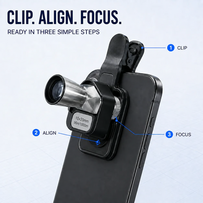 🔥 FINAL HOURS SALE 🔭 10×20 Mini Monocular Phone Telescope – Pocket Long-Distance Viewer with Adjustable Smartphone Clip
