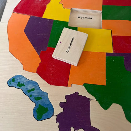 🇺🇸 America 250th Anniversary Handmade 50-State Wooden Puzzle Map