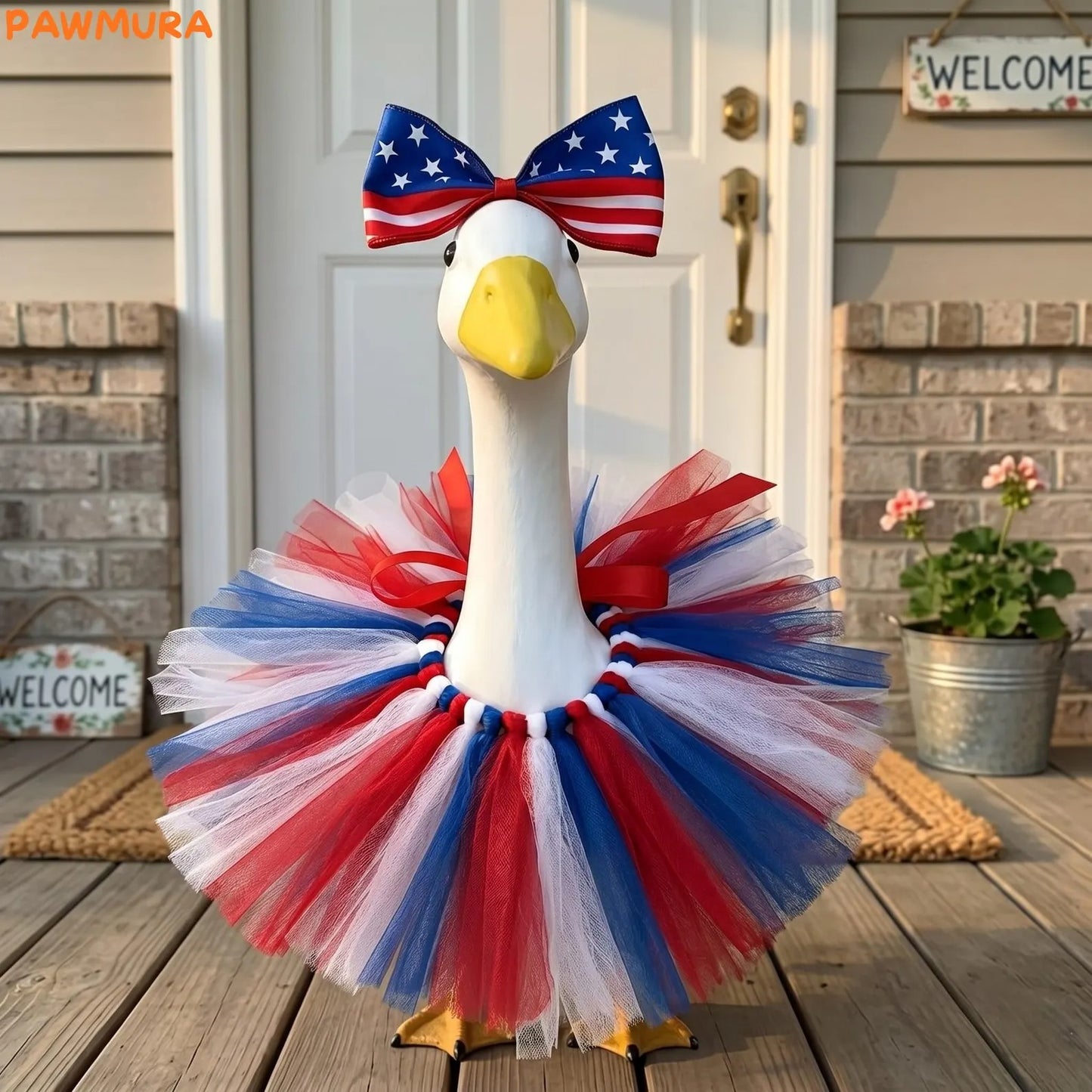 🇺🇸 Patriotic Porch Goose Outfit – Red White & Blue Tutu Dress🏡
