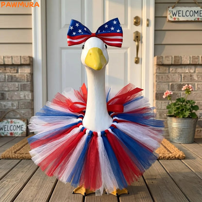 🇺🇸 Patriotic Porch Goose Outfit – Red White & Blue Tutu Dress🏡