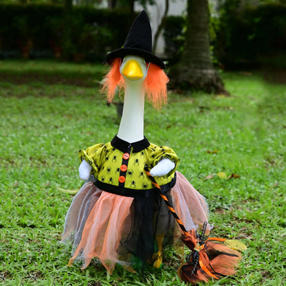 🧙‍♀️ Halloween Witch Goose Outfit™ – Spooky Fall Porch Decor Costume for 23" Lawn Goose Statue