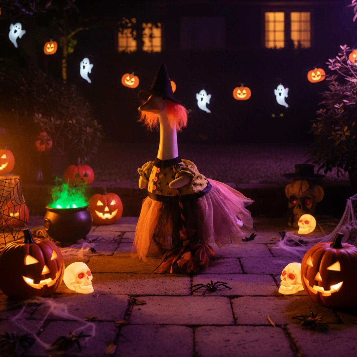 🧙‍♀️ Halloween Witch Goose Outfit™ – Spooky Fall Porch Decor Costume for 23" Lawn Goose Statue