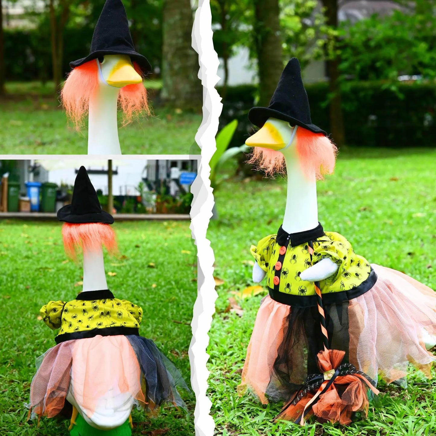 🧙‍♀️ Halloween Witch Goose Outfit™ – Spooky Fall Porch Decor Costume for 23" Lawn Goose Statue