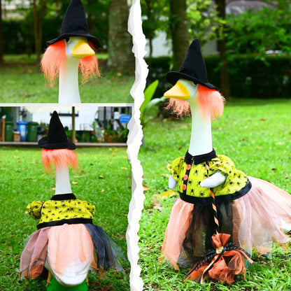🧙‍♀️ Halloween Witch Goose Outfit™ – Spooky Fall Porch Decor Costume for 23" Lawn Goose Statue