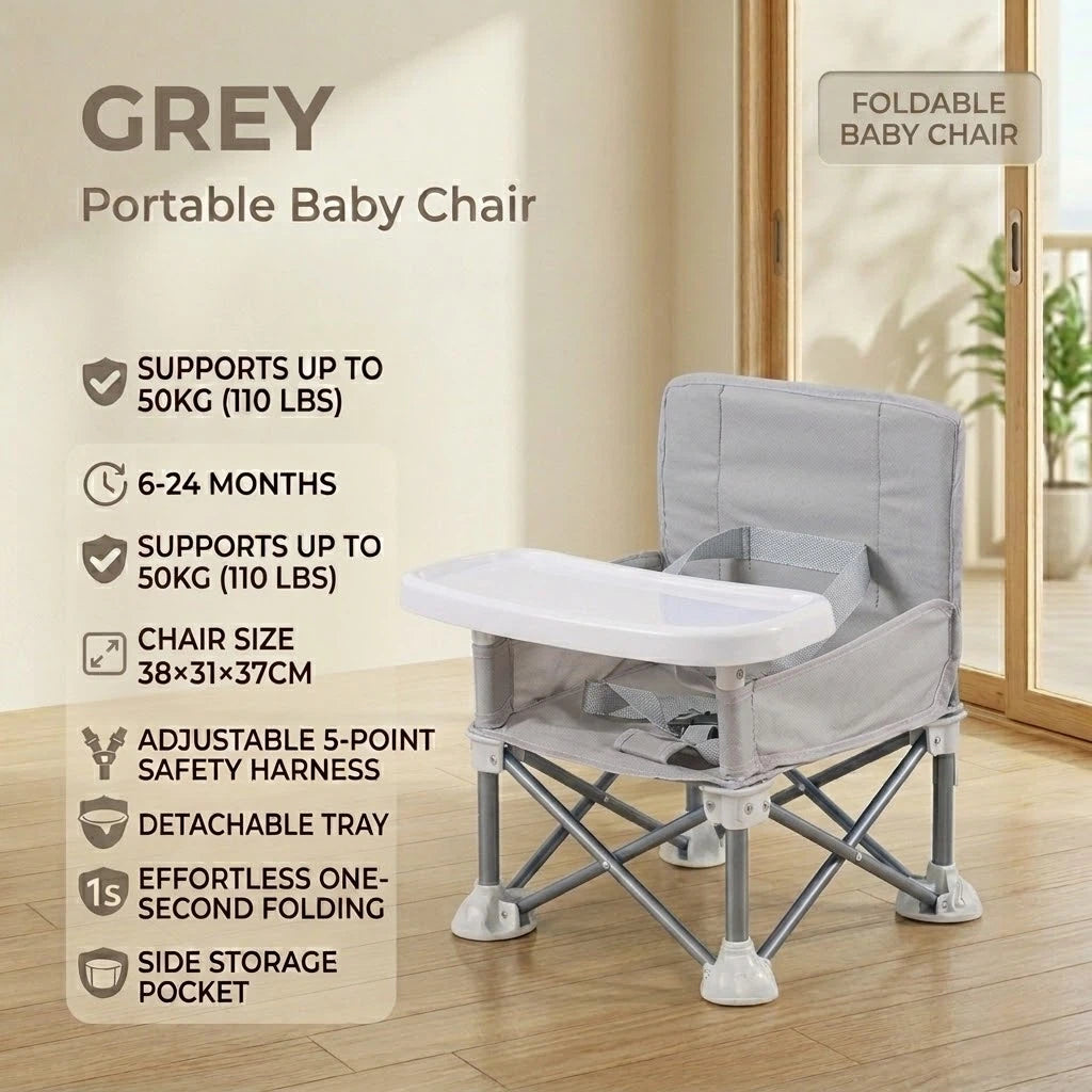 👶 Portable Baby Travel Seat | Feed Anywhere, Fold in Seconds