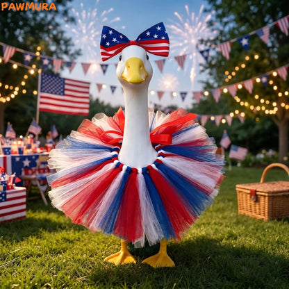 🇺🇸 Patriotic Porch Goose Outfit – Red White & Blue Tutu Dress🏡