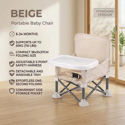 👶 Portable Baby Travel Seat | Feed Anywhere, Fold in Seconds